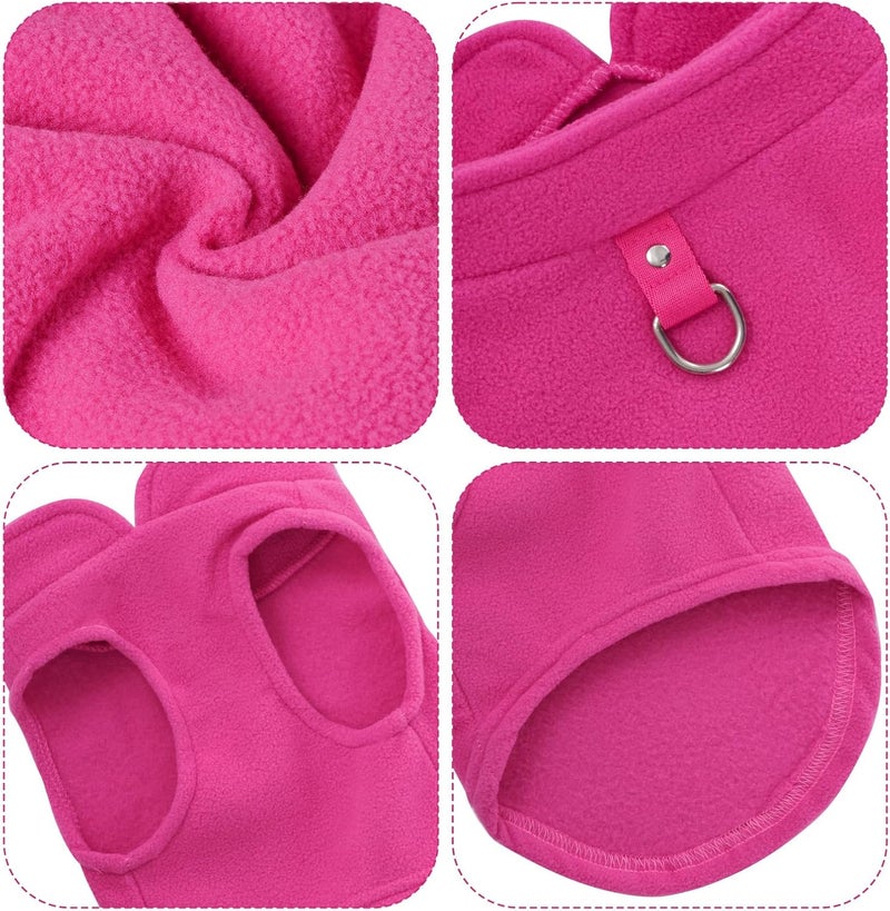 Sucrain Dog Fleece Vest Soft Pet Jacket with Leash O-Ring Winter Warm Pet Pullover Coat for Small Dog (Hot Pink, Medium) - Image 4